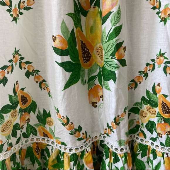 🌿|NWT| Farm Rio Papaya Salad Scarf Maxi Dress - Picture 13 of 16